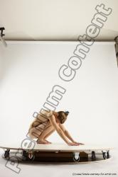 Nude Woman White Standing poses - ALL Athletic Standing poses - knee-bend long blond Multi angle poses Pinup